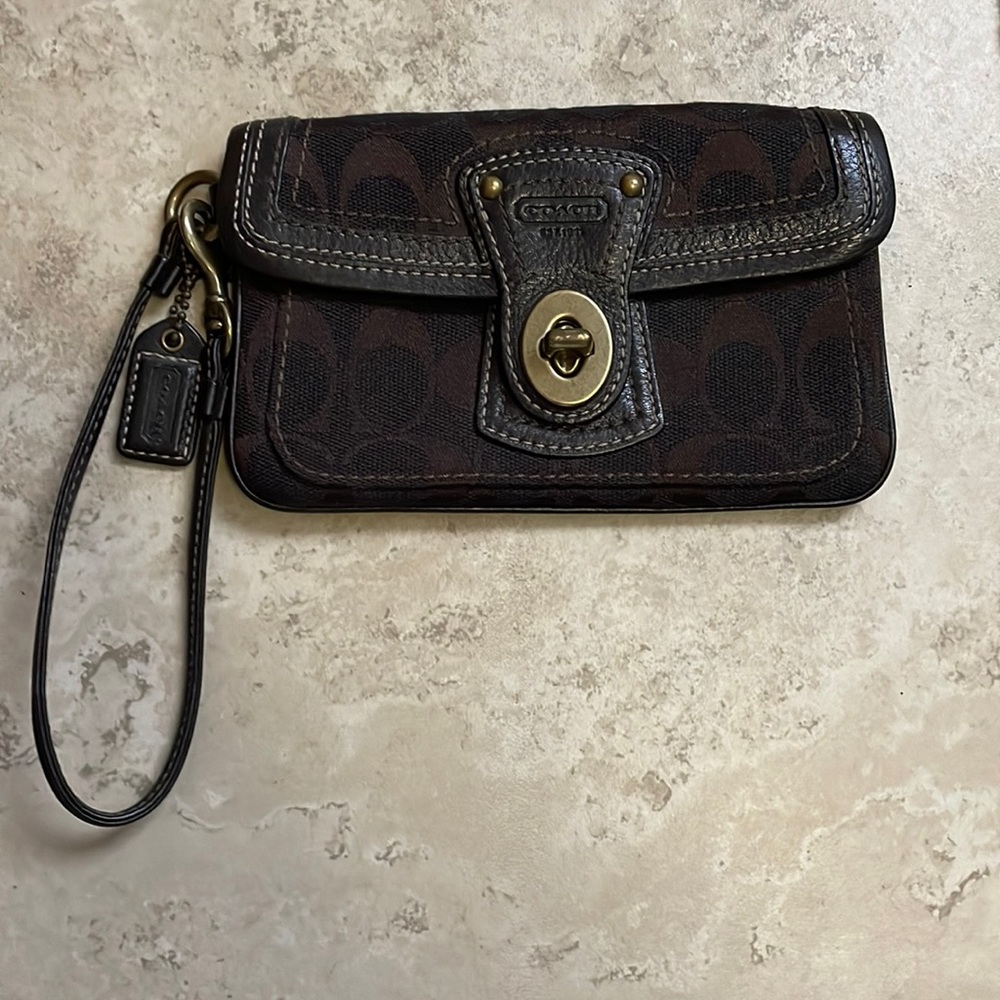 Coach Gigi Legacy 65th Anniversary Wristlet Brown Canvas/Leather Turn Lock